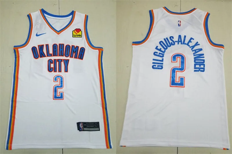Mens Oklahoma City Thunder #2 Shai Gilgeous-Alexander White Association Edition Jersey
