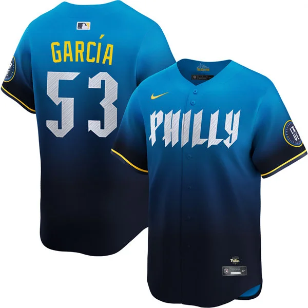 Mens Philadelphia Phillies #53 Adolis Garcia Nike Blue City Connect Limited Jersey
