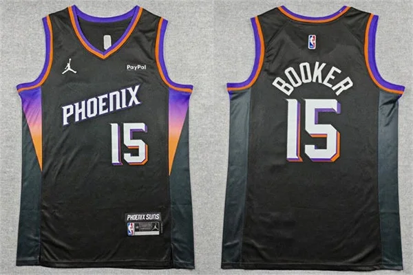 Youth Phoenix Suns #15 Devin Booker Black Statement Edition Jersey