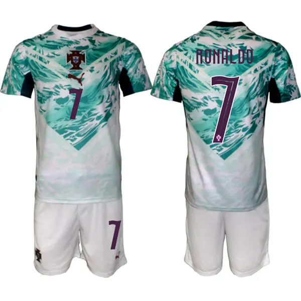 Mens Portugal National Team #7 Cristiano Ronaldo White Away 2026 FIFA World Cup Soccer Jersey Kit