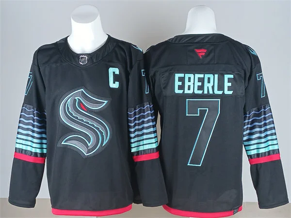 Mens Seattle Kraken #7 Jordan Eberle Black Alternate Glow-In-The-Dark Premium Jersey