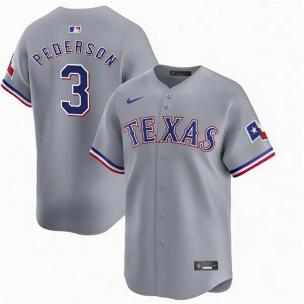 Mens Texas Rangers #3 Joc Pederson Nike Gray Road Limited Jersey