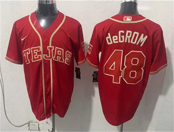 Mens Texas Rangers #48 Jacob deGrom 2026 Viva Tejas City Connect Limited 2.0 Jersey Maroon