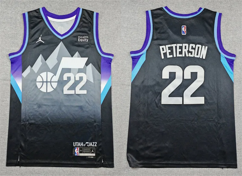 Mens Utah Jazz #22 Darryn Peterson Black Statement Edition Swingman Jersey