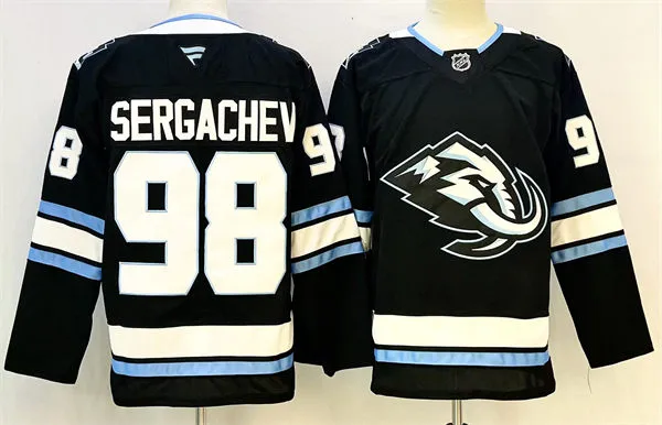 Mens Utah Mammoth #98 Mikhail Sergachev Fanatics 2025 Home Black Player Jersey