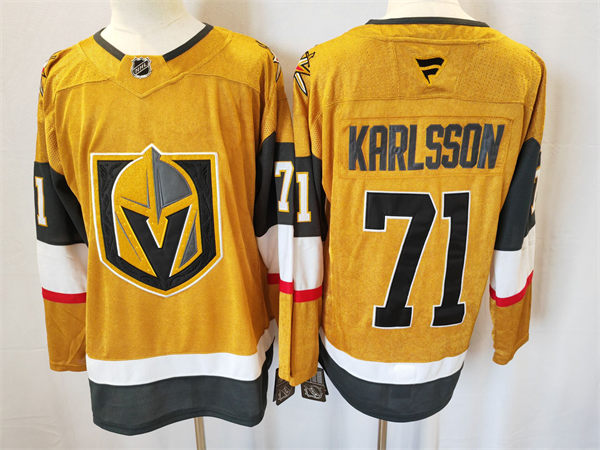 Womens Vegas Golden Knights #71 William Karlsson Stitched Fanatics Gold Home Player Jersey