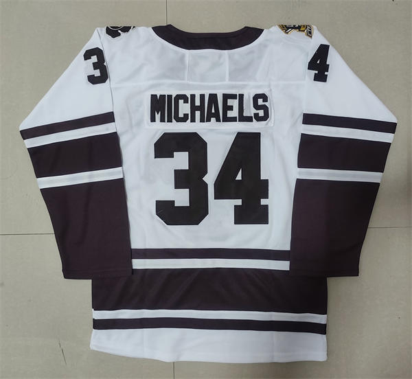 Mens Youth Western Michigan Broncos #34 Owen Michaels College Hockey White 50th Anniversary Jersey Mens Youth Western Michigan Broncos #34 Owen Michaels College Hockey White 50th Anniversary Jersey