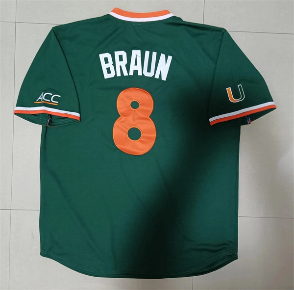 Miami Hurricanes #8 Ryan Braun Adidas Green Pullover Baseball Jersey Miami Hurricanes #8 Ryan Braun Adidas Green Pullover Baseball Jersey