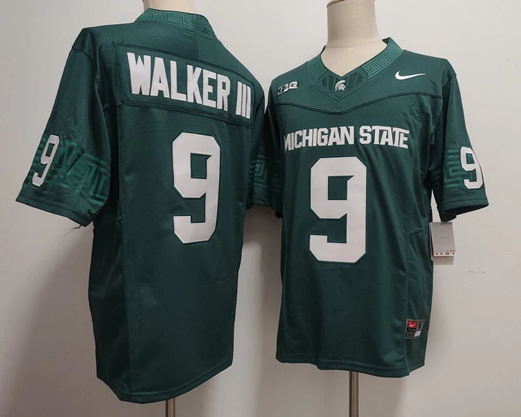 Mens Michigan State Spartans #9 Kenneth Walker III Nike Green College Game Football Jersey Mens Michigan State Spartans #9 Kenneth Walker III Nike Green College Game Football Jersey