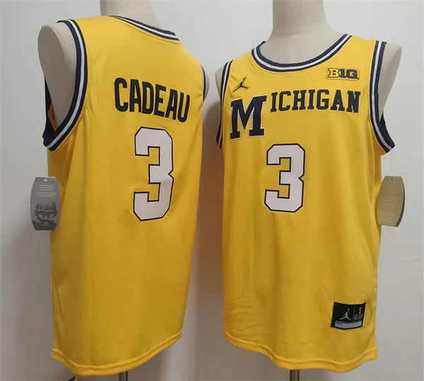 Michigan Wolverines #3 Elliot Cadeau Maize Retro Limited College Basketball Game Jersey