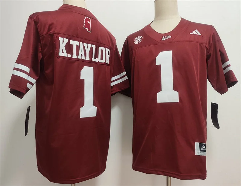 Mississippi State Bulldogs #1 Kamario Taylor 2026 Maroon Football Game Jersey