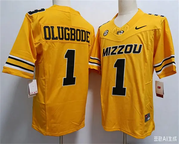 Missouri Tigers #1 Donovan Olugbode Nike 2025 Gold Football Game Jersey