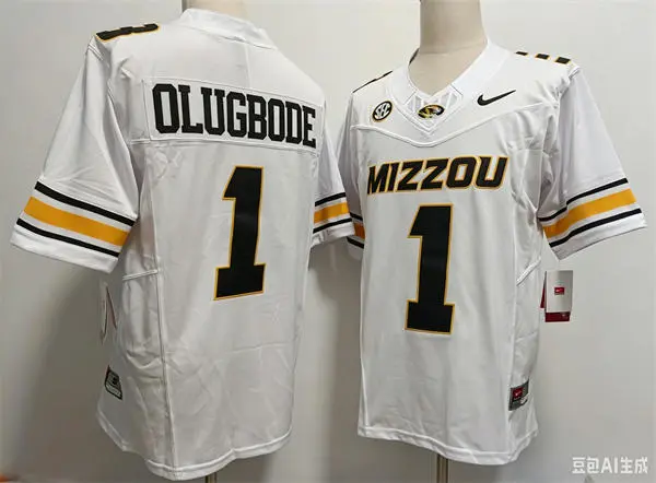 Missouri Tigers #1 Donovan Olugbode Nike 2025 White Football Game Jersey