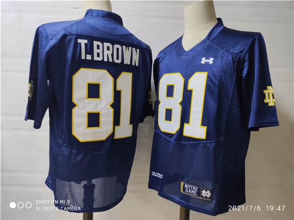 Men's Notre Dame Fighting Irish #81 Tim Brown Under Armour Navy With Name College Football Game Jersey Men's Notre Dame Fighting Irish #81 Tim Brown Under Armour Navy With Name College Football Game Jersey