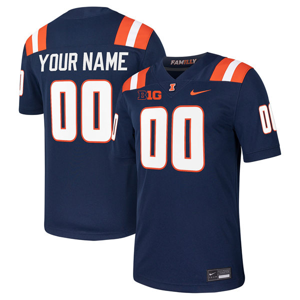 Illinois Fighting Illini Custom 2025 Navy Football Game Jersey