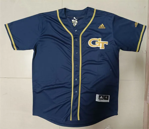 Georgia Tech Yellow Jackets Custom Adidas Navy GT Baseball Jersey