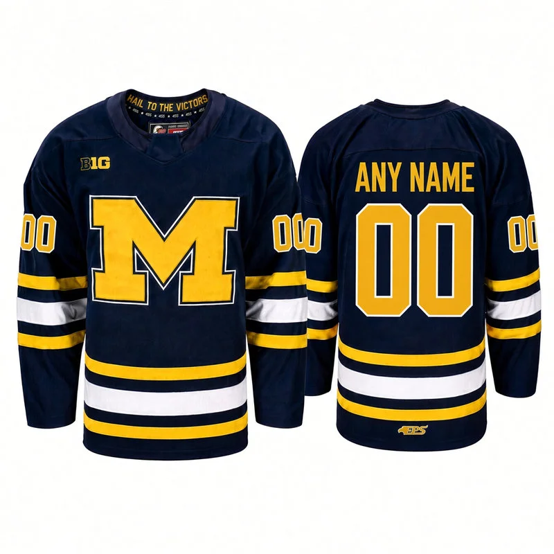 Michigan Wolverines Hockey 2025-26 Navy Custom Jersey
