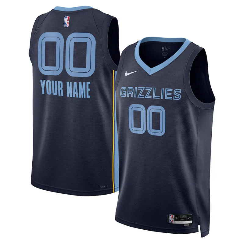 Memphis Grizzlies Custom Navy Nike Icon Edition Jersey