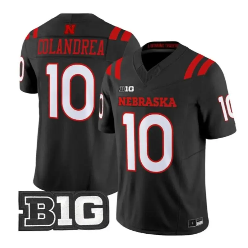 Nebraska Huskers #10 Anthony Colandrea adidas2026 Black Football Game Jersey