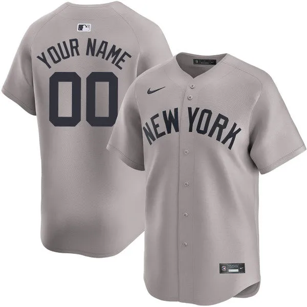 New York Yankees Custom Nike Gray Away Limited Jersey