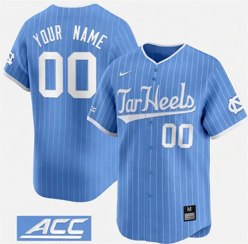 North Carolina Tar Heels Custom 2026 Blue Pinstripe Tar Heels Baseball Game Jersey