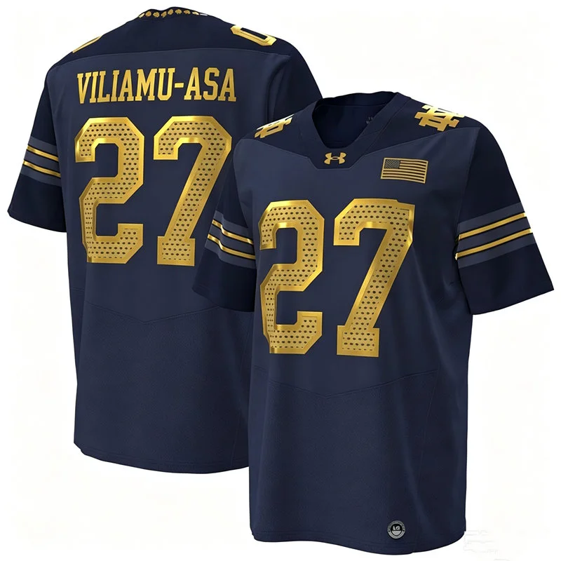 Notre Dame Fighting Irish #27 Kyngstonn Viliamu-Asa Navy 2026 Shamrock Series Football Jersey