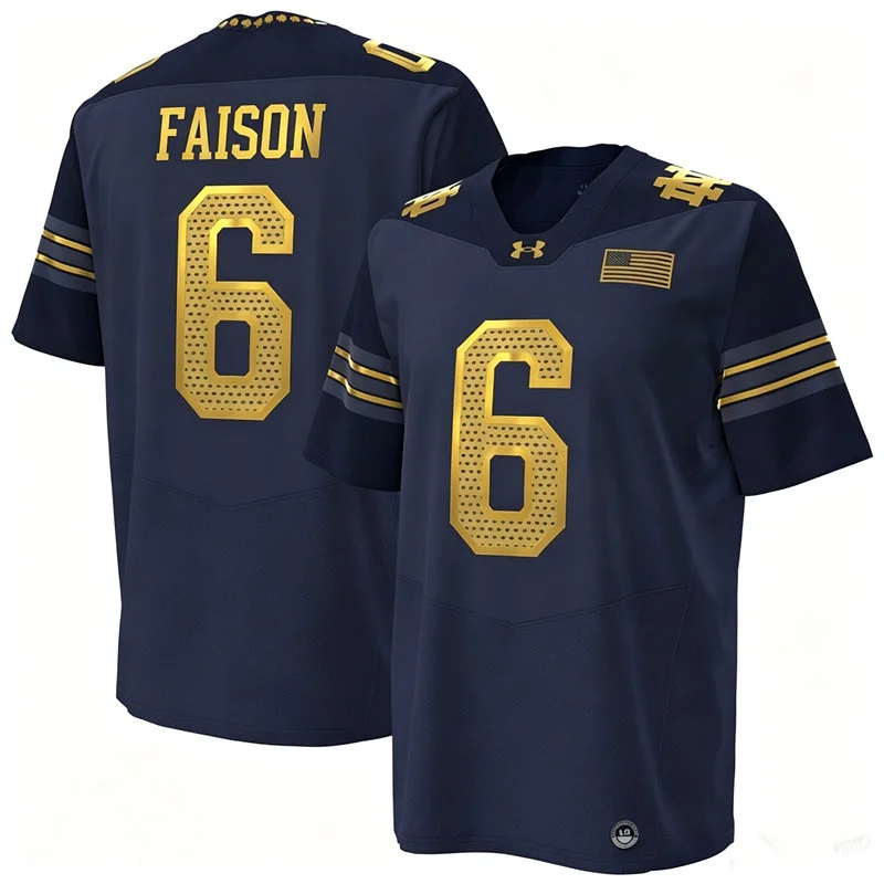 Notre Dame Fighting Irish #6 Jordan Faison Navy 2026 Shamrock Series Football Jersey