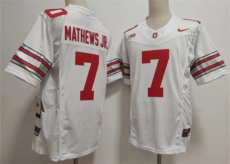 Ohio State Buckeyes #7 Jermaine Mathews Jr. 2026 White Sub Zero F.U.S.E Limited Football Jersey