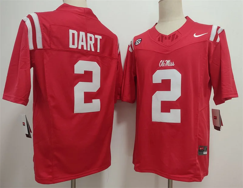 Mens Ole Miss Rebels #2 Jaxson Dart Red F.U.S.E. Limited Football Game Jersey