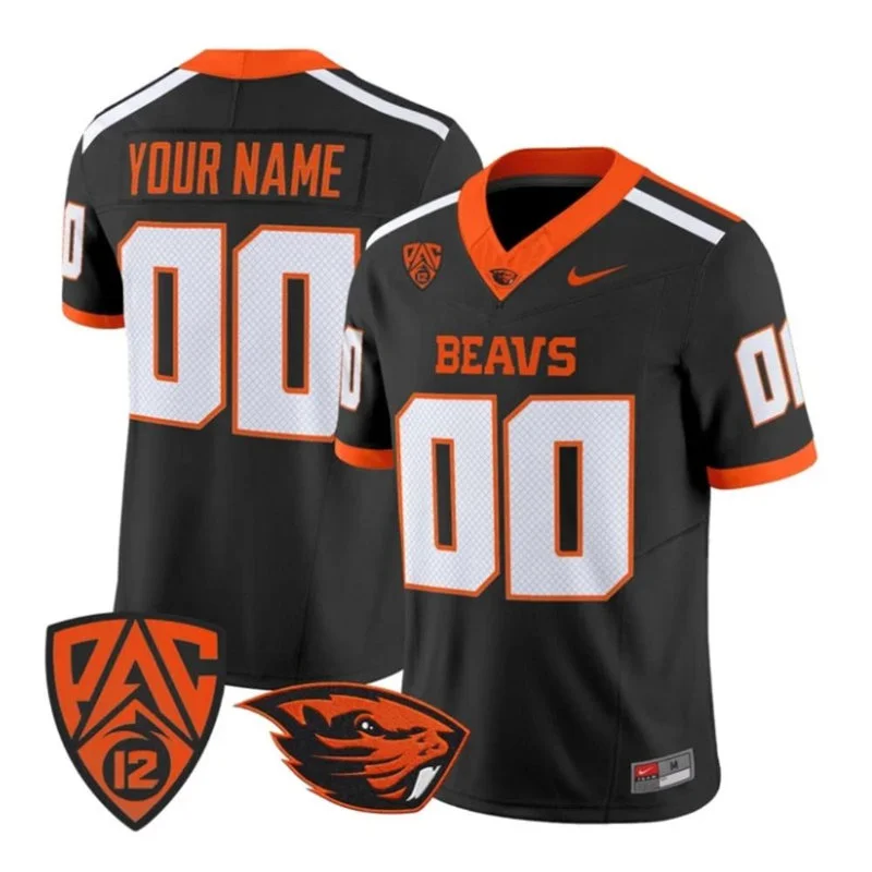 Oregon State Beavers Custom Black Football Game Jersey
