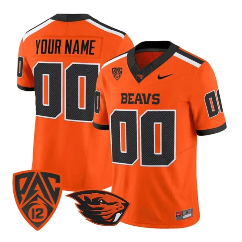 Oregon State Beavers Custom Orange Football Game Jersey