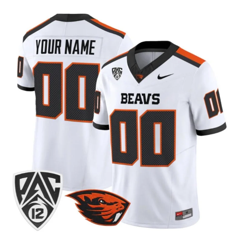 Oregon State Beavers Custom White Football Game Jersey