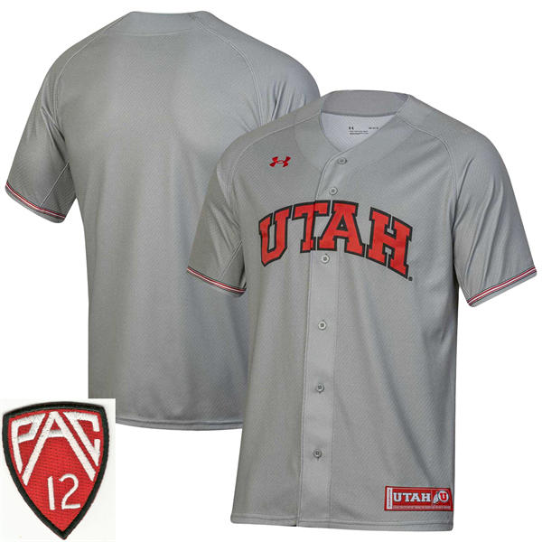 Mens Youth Utah Utes Custom PAC12 Grey Under Armour College Baseball Game Jersey