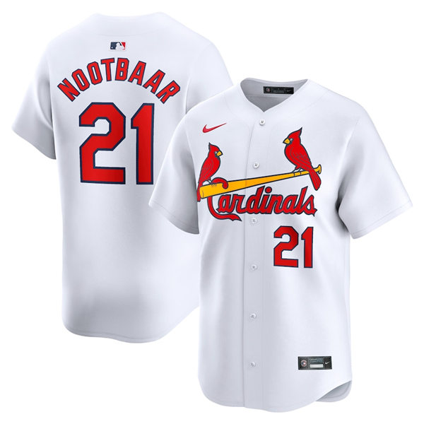 Mens St. Louis Cardinals #21 Lars Nootbaar Nike White Home Limited Jersey