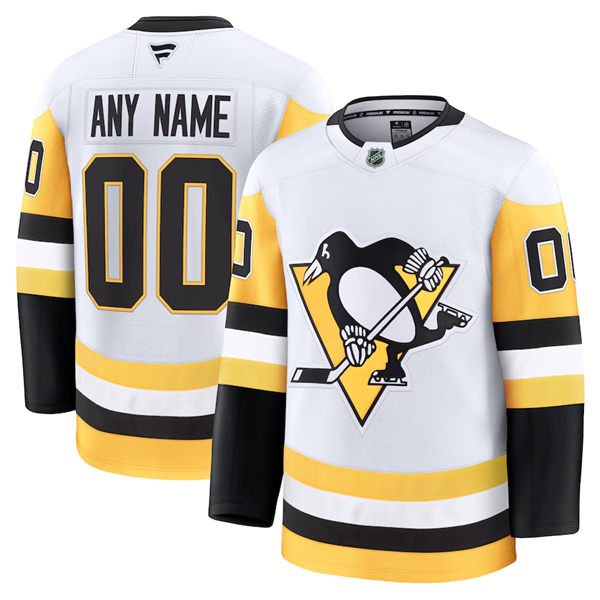 Youth Pittsburgh Penguins Custom Stitched Fanatics Away White Jersey