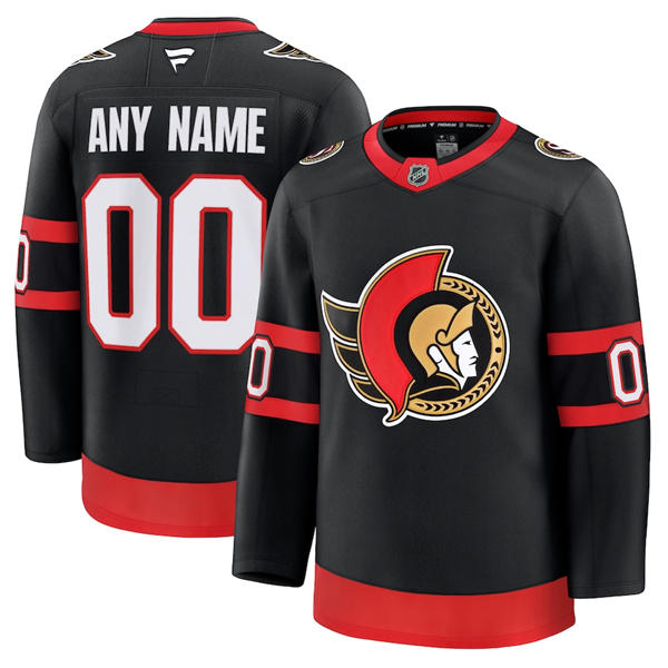 Mens Ottawa Senators Custom Stitched Fanatics Home Black Premium Jersey