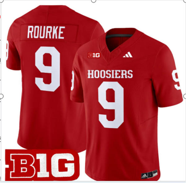 Mens Youth Indiana Hoosiers #9 Kurtis Rourke  Crimson Hoosiers College Football Jersey