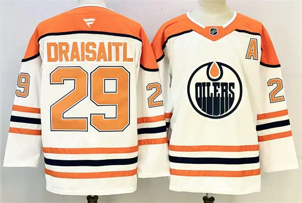 Men's Edmonton Oilers #29 Leon Draisaitl Fanatics White Reverse Retro Edition Jersey