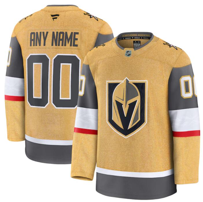 Youth Vegas Golden Knights Custom Stitched Fanatics Gold Home Jersey