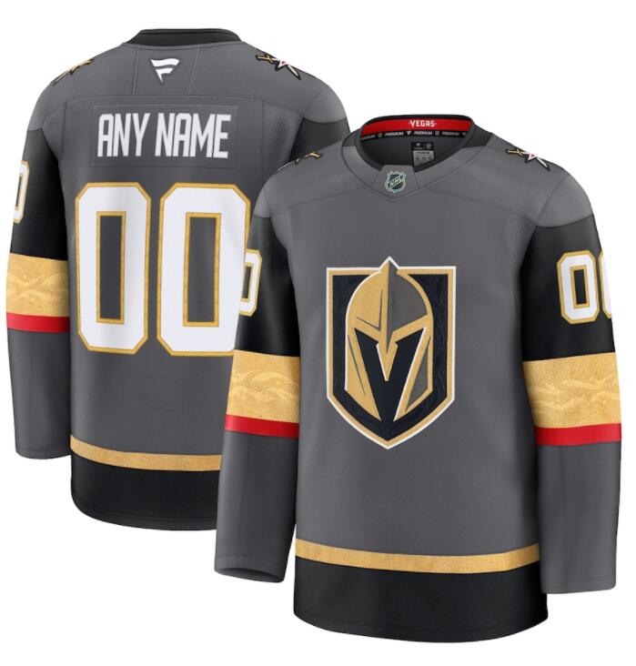 Youth Vegas Golden Knights Custom Stitched Fanatics Gray Alternate Jersey