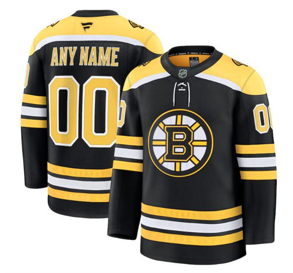 Youth Boston Bruins Custom Fanatics Black Home Primegreen Player Jersey