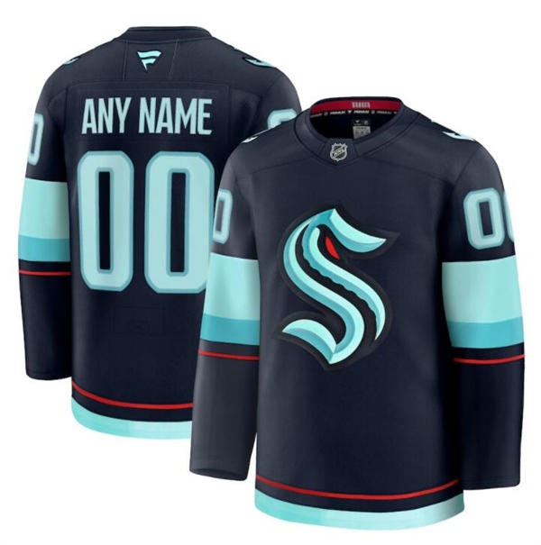 Men's Seattle Kraken Custom Fanatics Navy Home Premium Jersey
