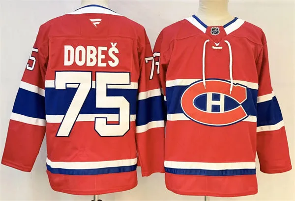 Mens Montreal Canadiens #75 Jakub Dobes Fanatics Home Red Premium Jersey