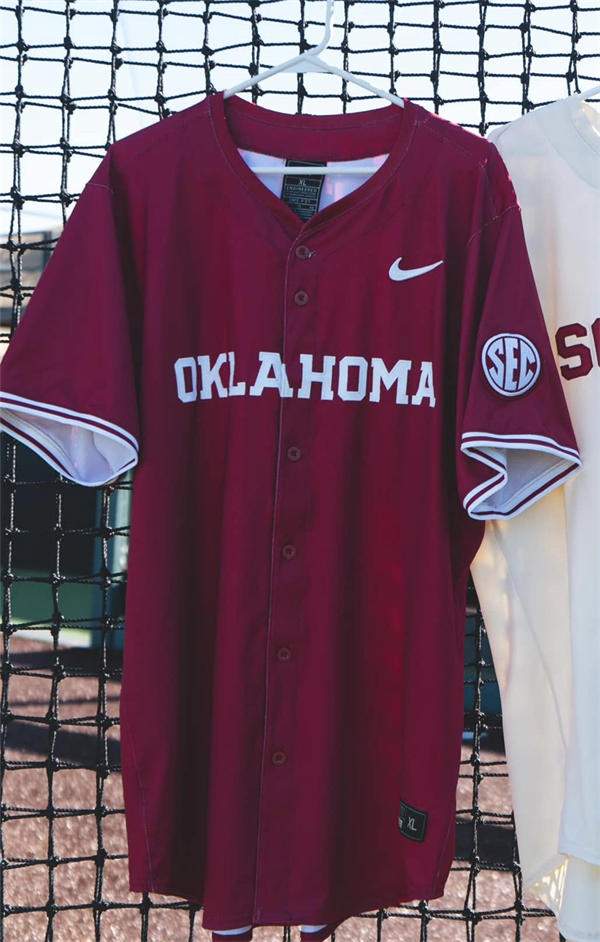 Oklahoma Sooners Custom 2025 SEC Crimson Baseball Jersey