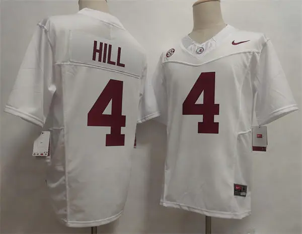 Alabama Crimson Tide #4 DANIEL HILL White College Football Game Jersey