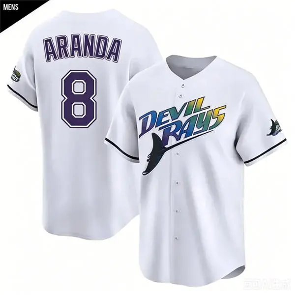 Mens Tampa Bay Rays #8 Jonathan Aranda White Retro Limited Jersey