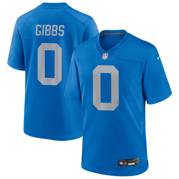 Womens Detroit Lions #0 Jahmyr Gibbs Nike 2025 Royal Alternate Retro Limited Jersey