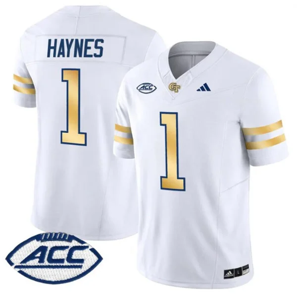 Georgia Tech Yellow Jackets #1 Jamal Haynes 2025 White  Gold College Football Game Jersey