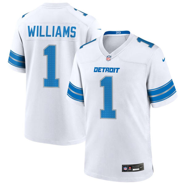 Youth Detroit Lions #1 Jameson Williams Nike White Limited Jersey
