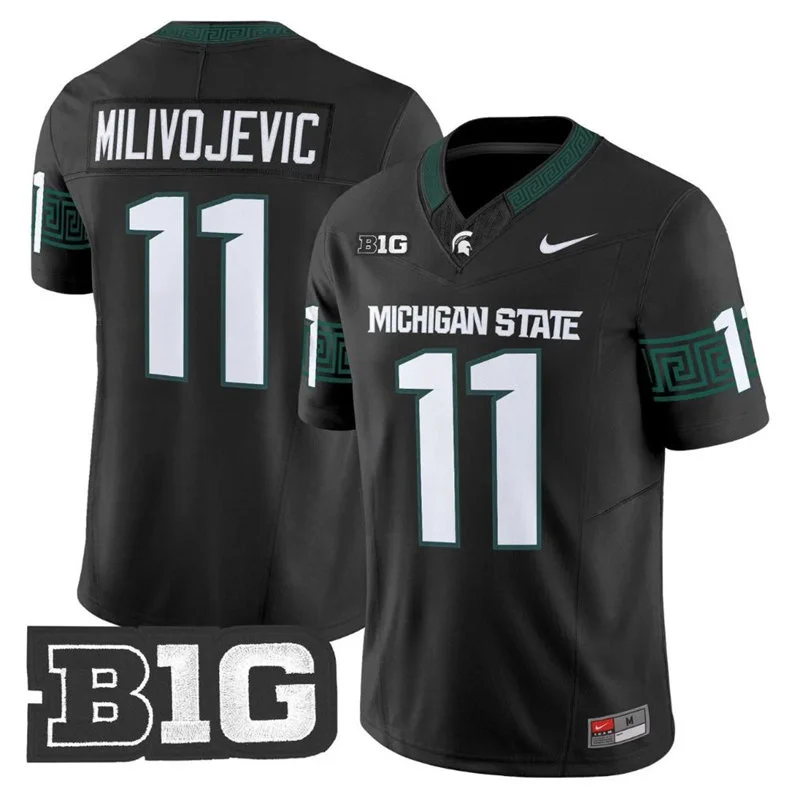 Michigan State Spartans #11 Alessio Milivojevic 2026 Black Football Game Jersey